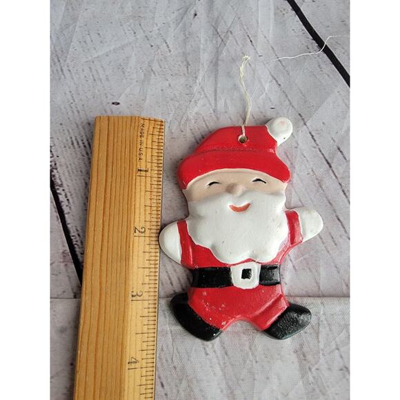 Vintage Ceramic Christmas Ornaments Santa Handpainted? Cookie Cutter Style - Picture 3 of 4